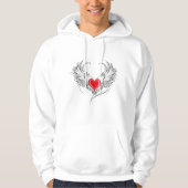 Rode engel hart met vleugels hoodie (Voorkant)