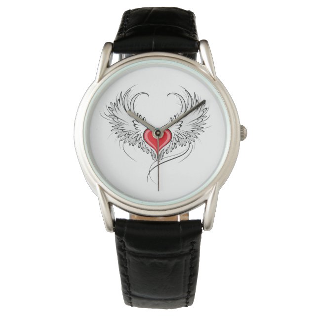Rode engel hart met vleugels horloge (Voorkant)
