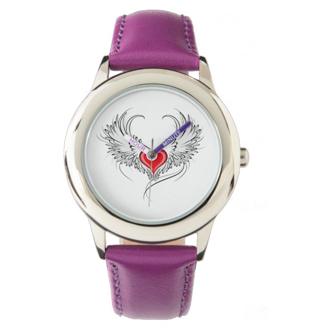 Rode Engel Hart met vleugels Horloge (Voorkant)