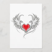 Rode engel hart met vleugels informatiekaartje (Voorkant)