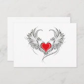 Rode engel hart met vleugels informatiekaartje (Voorkant / Achterkant)
