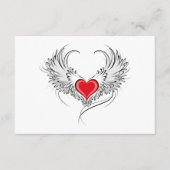 Rode engel hart met vleugels informatiekaartje (Voorkant)
