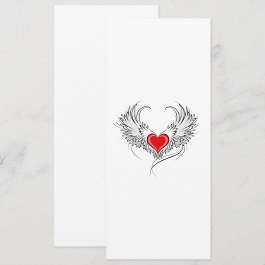 Rode Engel Hart met vleugels Kaart (Voorkant / Achterkant)
