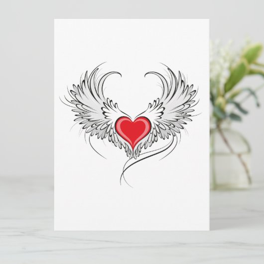 Rode Engel Hart met vleugels Kaart (Staand voorkant)