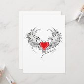 Rode Engel Hart met vleugels Kaart (Voorkant / Achterkant in situ)