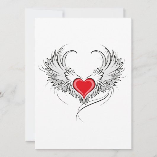Rode Engel Hart met vleugels Kaart (Voorkant)