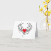Rode Engel Hart met vleugels Kaart (Gele Bloem)