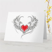 Rode Engel Hart met vleugels Kaart (Gele Bloem)