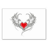 Rode engel hart met vleugels kaart (Voorkant)