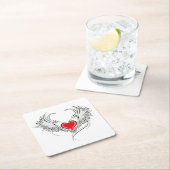 Rode engel hart met vleugels kartonnen onderzetters (Insitu)