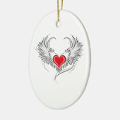 Rode Engel Hart met vleugels Keramisch Ornament (Links)