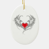 Rode Engel Hart met vleugels Keramisch Ornament (Achterkant)