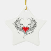 Rode engel hart met vleugels keramisch ornament (Achterkant)