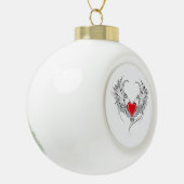 Rode Engel Hart met vleugels Keramische Bal Ornament (Links)