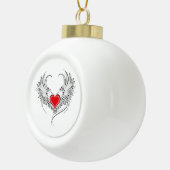 Rode Engel Hart met vleugels Keramische Bal Ornament (Rechts)