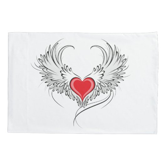 Rode engel hart met vleugels kussensloop (Achterkant)