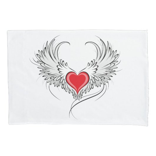 Rode engel hart met vleugels kussensloop (Voorkant)