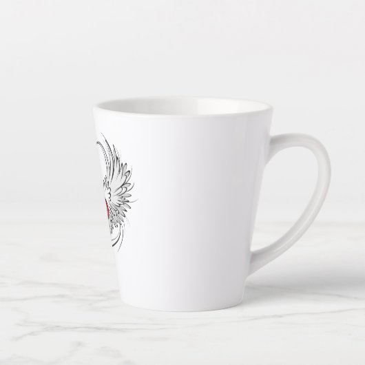 Rode engel hart met vleugels latte mok (Rechts)