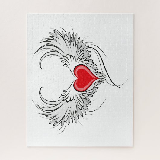 Rode Engel Hart met vleugels Legpuzzel (Verticaal)