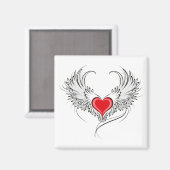 Rode Engel Hart met vleugels Magneet (Voorkant / Achterkant)