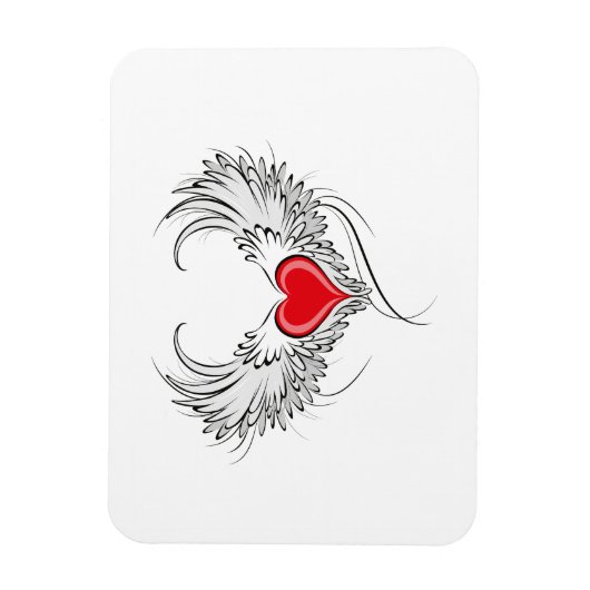 Rode engel hart met vleugels magneet (Verticaal)