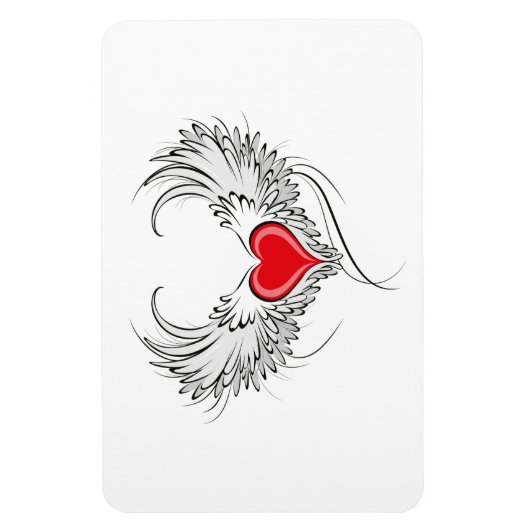 Rode engel hart met vleugels magneet (Verticaal)