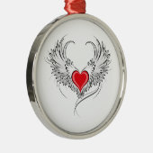 Rode engel hart met vleugels metalen ornament (Rechts)