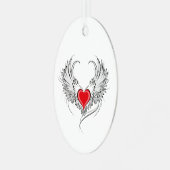 Rode engel hart met vleugels metalen ornament (Voorkant links)