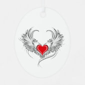 Rode engel hart met vleugels metalen ornament (Achterkant)