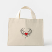 Rode Engel Hart met vleugels Mini Tote Bag (Achterkant)