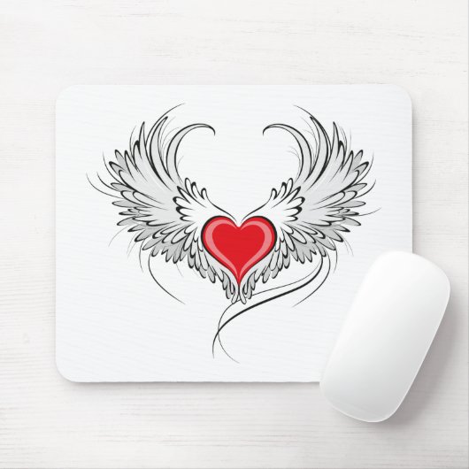 Rode engel hart met vleugels muismat (Met muis)