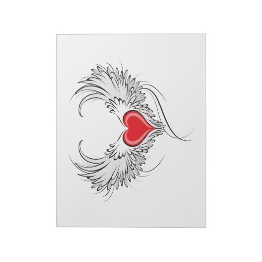 Rode Engel Hart met vleugels Notitieblok (Linkerzijde)