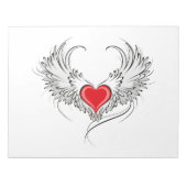 Rode Engel Hart met vleugels Notitieblok (Voorkant)