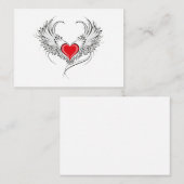 Rode Engel Hart met vleugels Notitiekaartje (Voorkant / Achterkant)