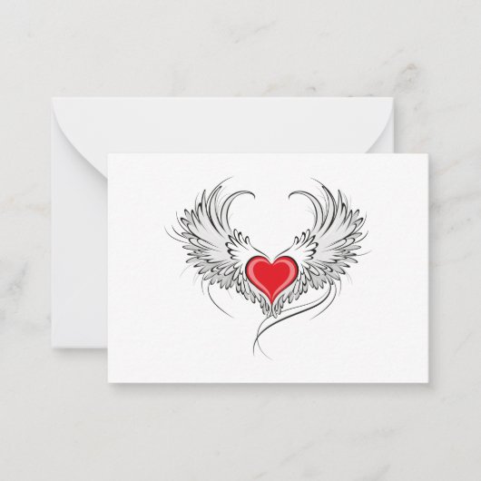 Rode Engel Hart met vleugels Notitiekaartje (Voorkant)