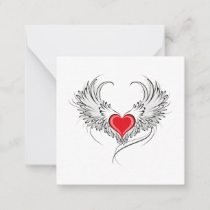 Rode Engel Hart met vleugels Notitiekaartje