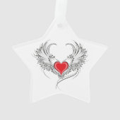 Rode engel hart met vleugels ornament (achterkant)
