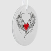 Rode Engel Hart met vleugels Ornament (voorkant)