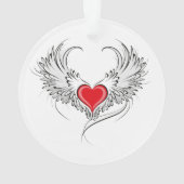 Rode Engel Hart met vleugels Ornament (achterkant)