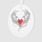 Rode Engel Hart met vleugels Ornament (voorkant)