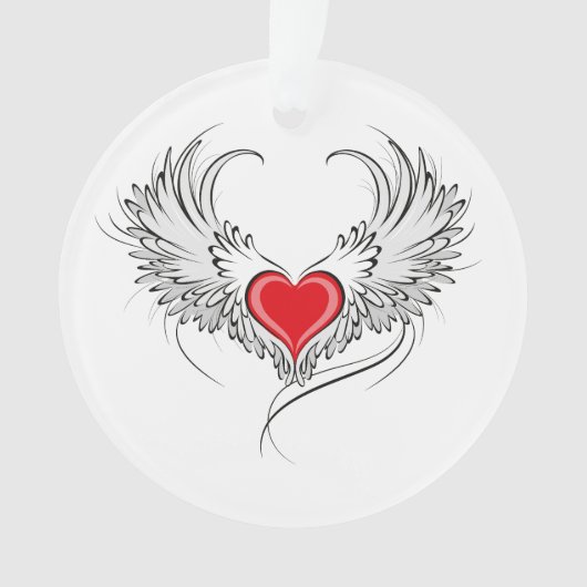 Rode Engel Hart met vleugels Ornament (voorkant)