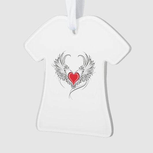 Rode Engel Hart met vleugels Ornament (voorkant)