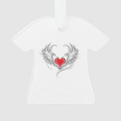 Rode Engel Hart met vleugels Ornament (achterkant)