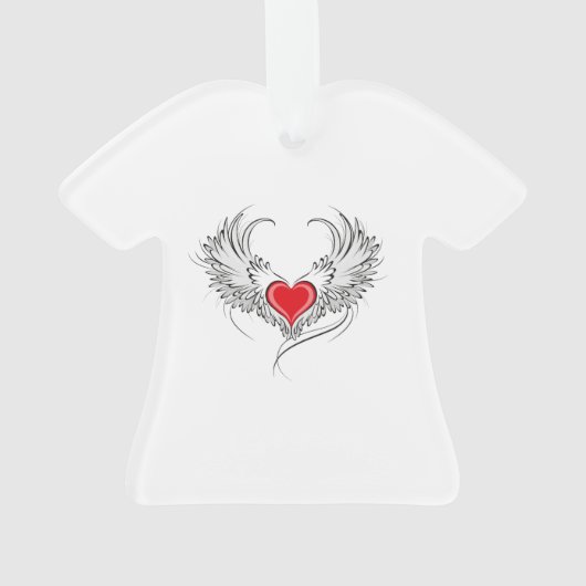 Rode Engel Hart met vleugels Ornament (achterkant)