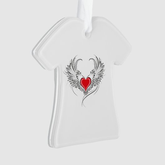 Rode Engel Hart met vleugels Ornament (voorkant)