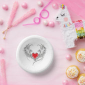 Rode engel hart met vleugels papieren kommen (Feest)