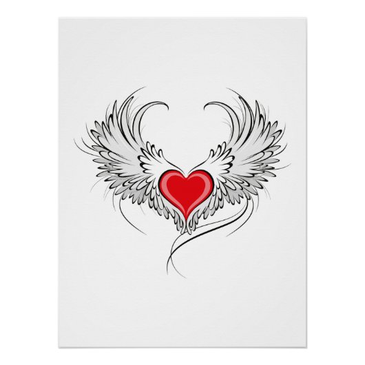 Rode Engel Hart met vleugels Perfect Poster (Voorkant)