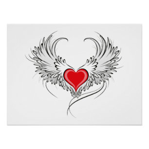 Rode engel hart met vleugels perfect poster