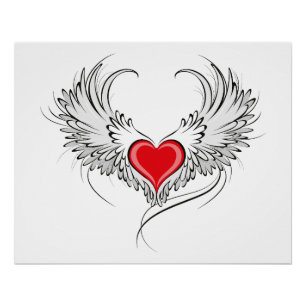 Rode Engel Hart met vleugels Perfect Poster