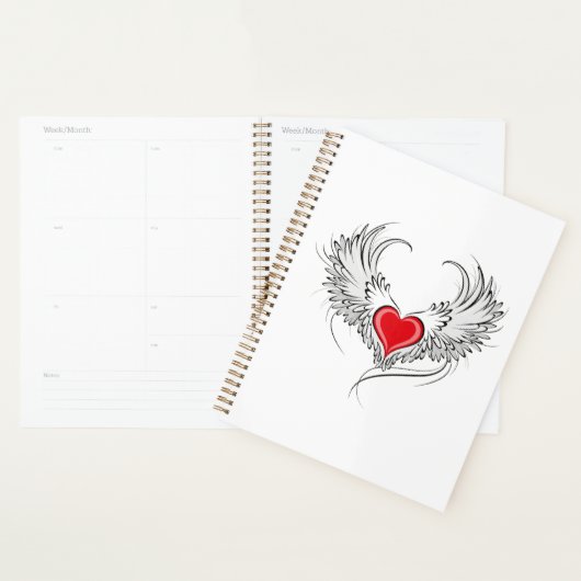 Rode engel hart met vleugels planner (Display)